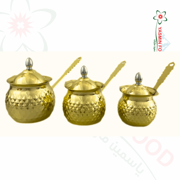 3 gold brass piles set