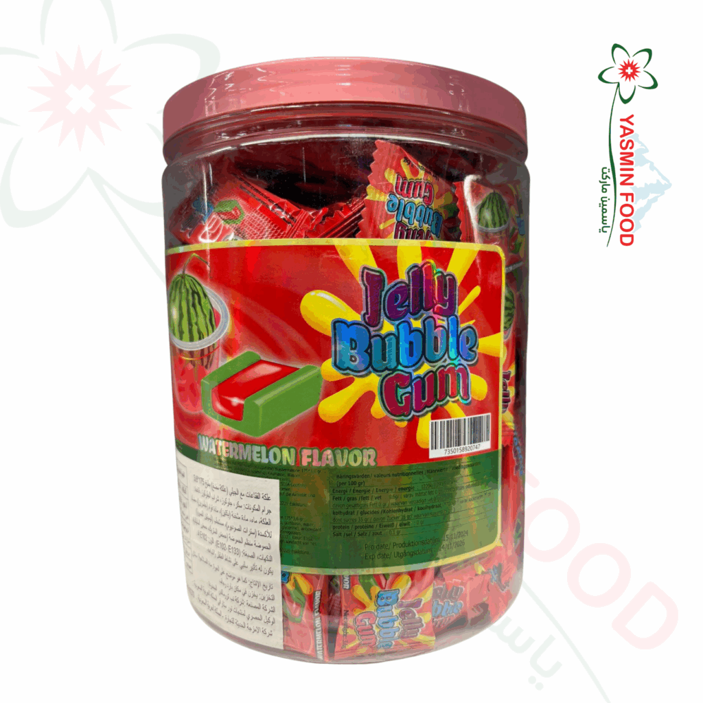 Jar of gum with watermelon