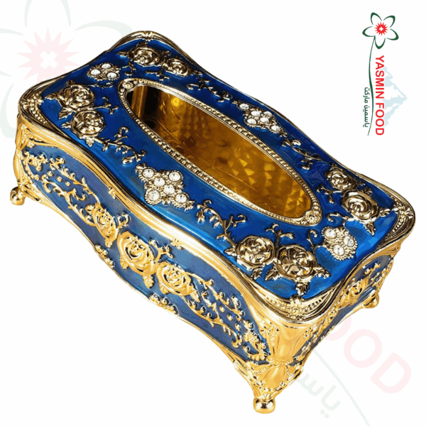Floral Tissue Box – Premium Blue (23×13×10 cm)