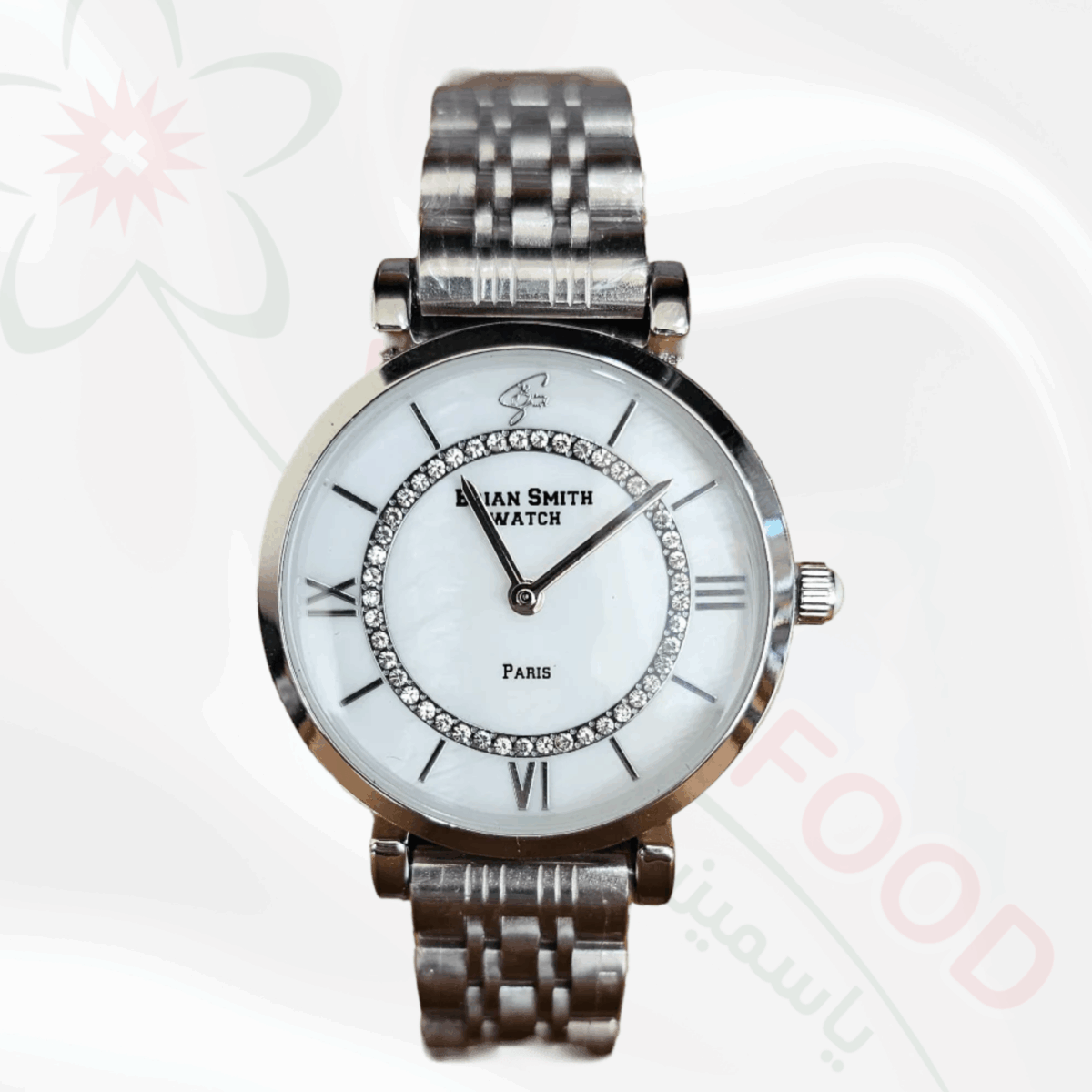 BRIAN SMITH Damen Silberne Uhr mit Kristall