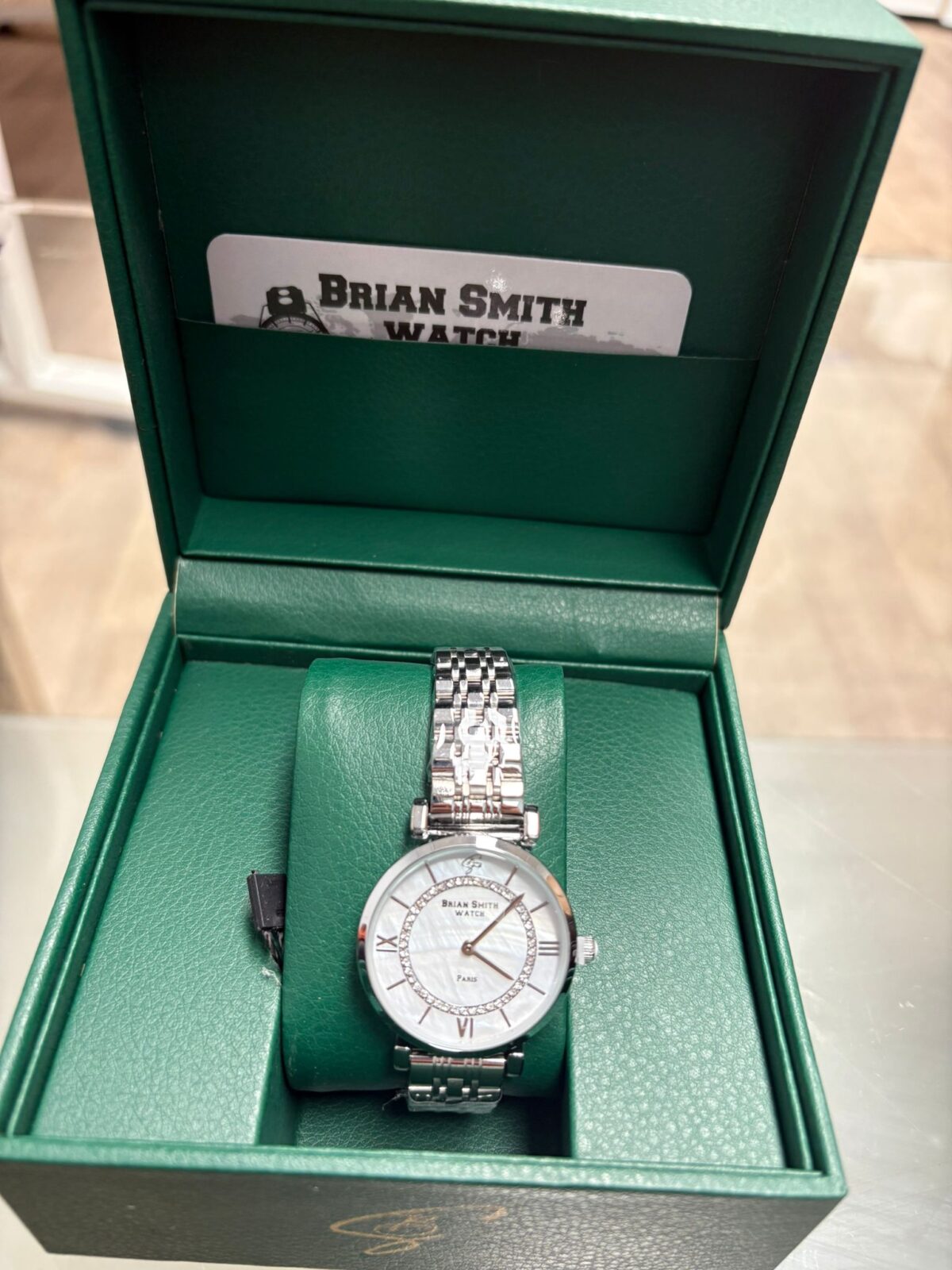 BRIAN SMITH Damen Silberne Uhr mit Kristall