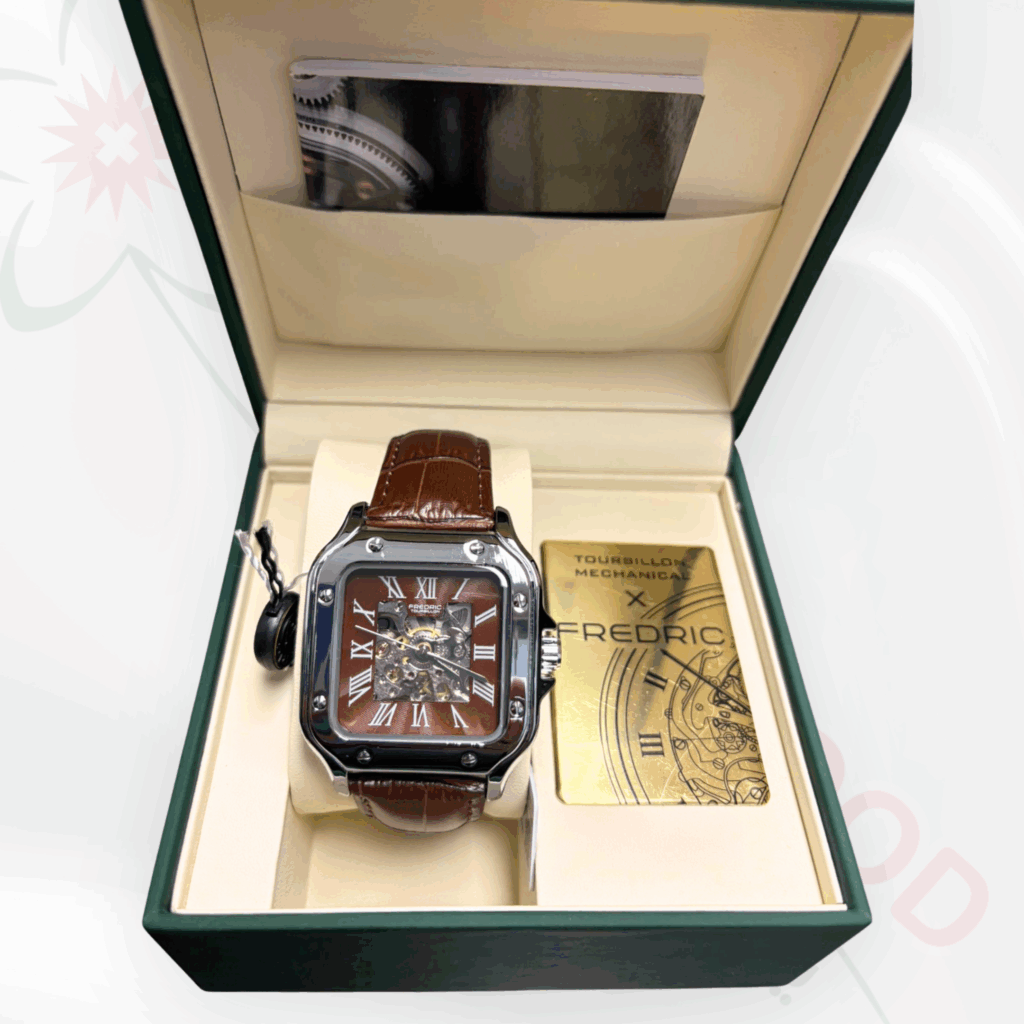 FREDRIC Automatik Skelettuhr Braunes Leder