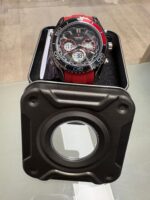 ساعة FREDRIC Dual Time رياضية كوارتز بسوار سيليكون أحمر