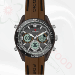 FREDRIC Dual Time Quarz Sportuhr mit braunem Armband