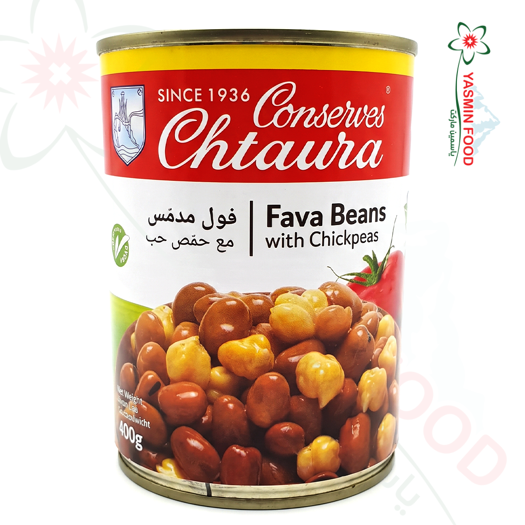 Sauerbohnen mit Kichererbsen 400g Chtoura Gardens Stabbohnen mit Kichererbsen – 400 g